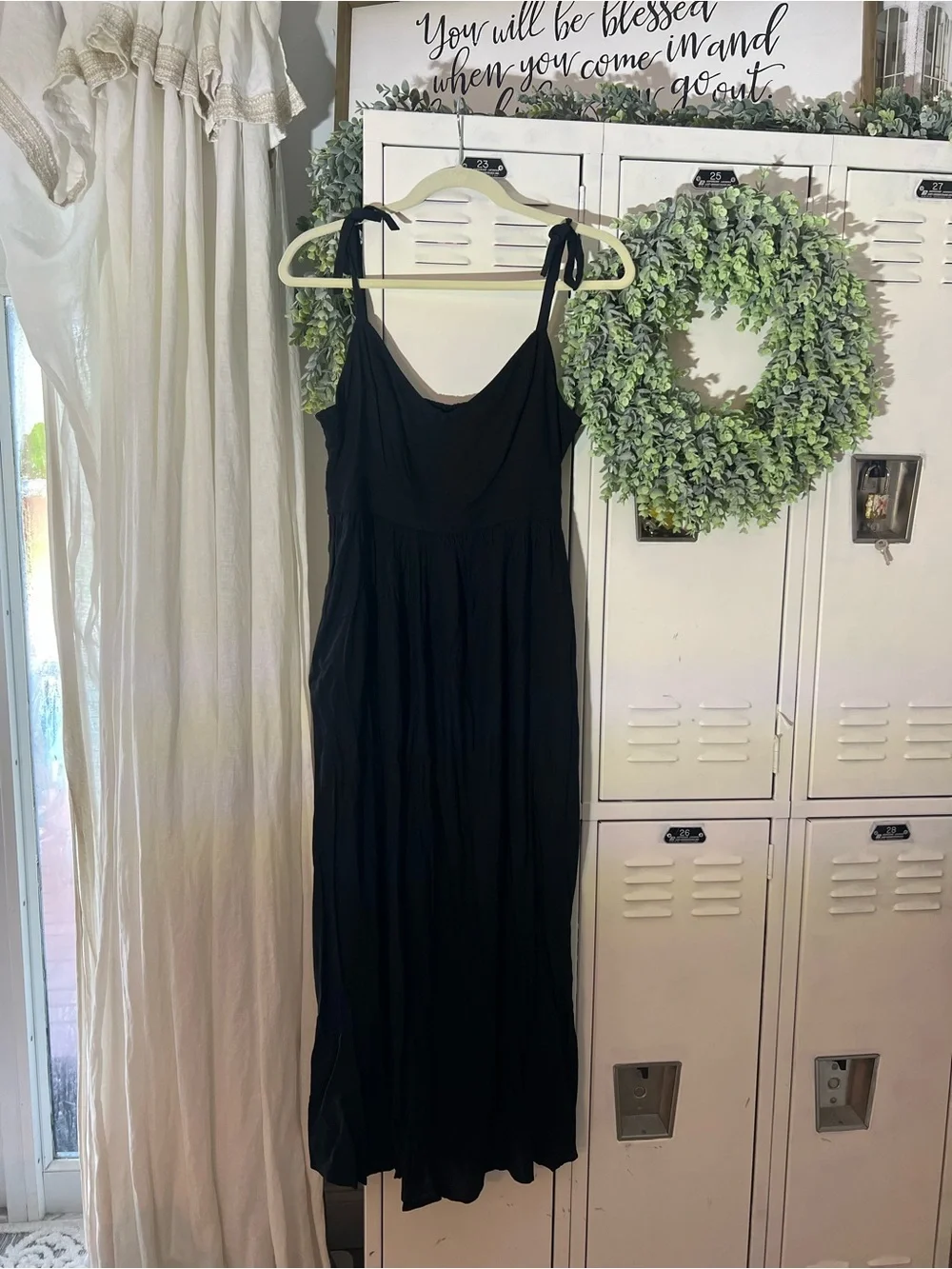 NWT Classic Black Maxi Dress with Spaghetti Straps